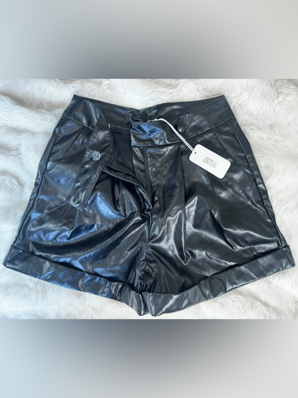 High-Waist Faux Leather Black Women’s Shorts